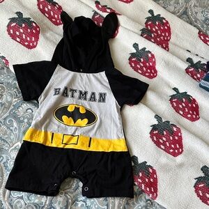 Baby Batman Hooded Romper with Ears - Black, Gray, Yellow